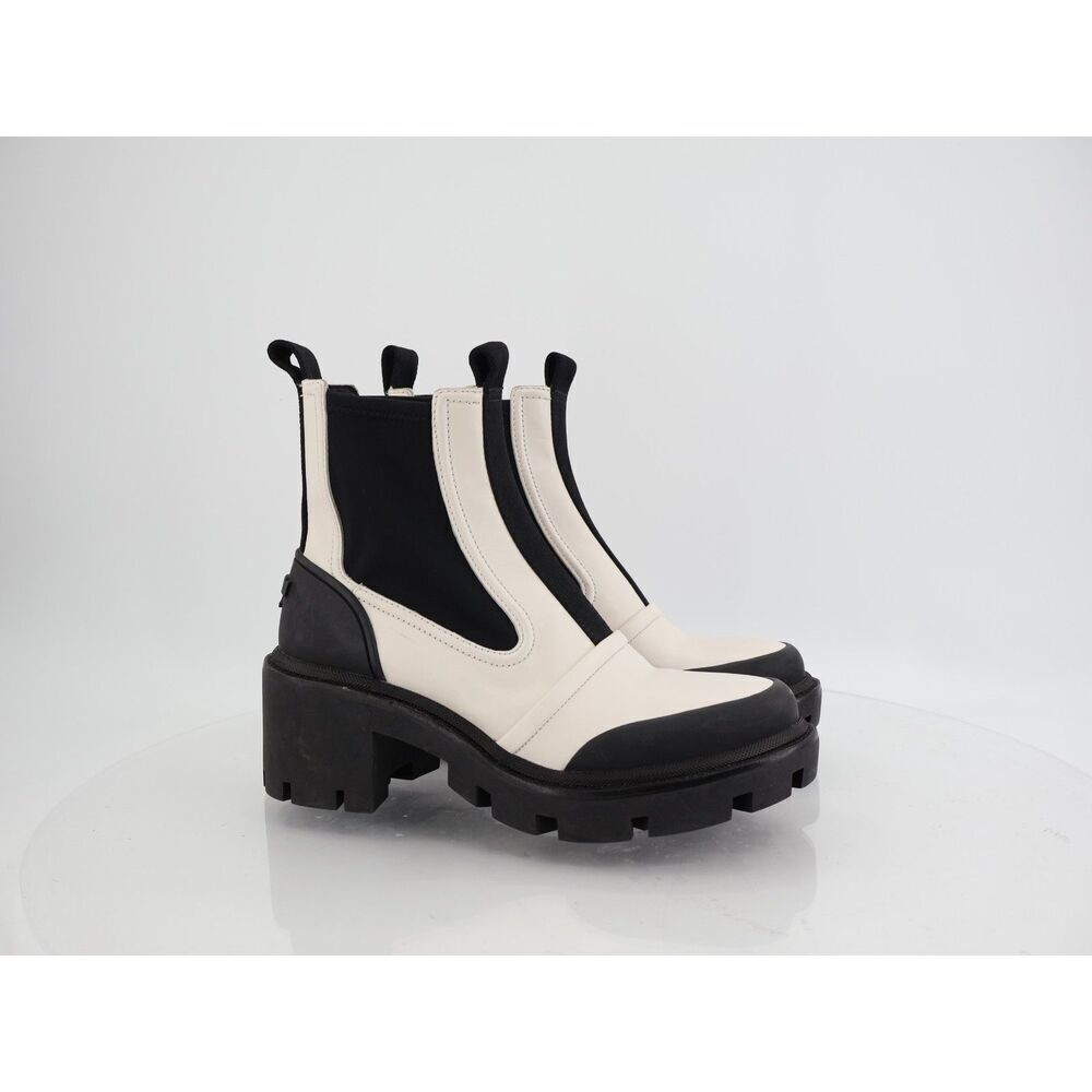 Tory Burch Women's Chelsea Lug Sole Ankle Boots Size 7.5 Black White Slip On